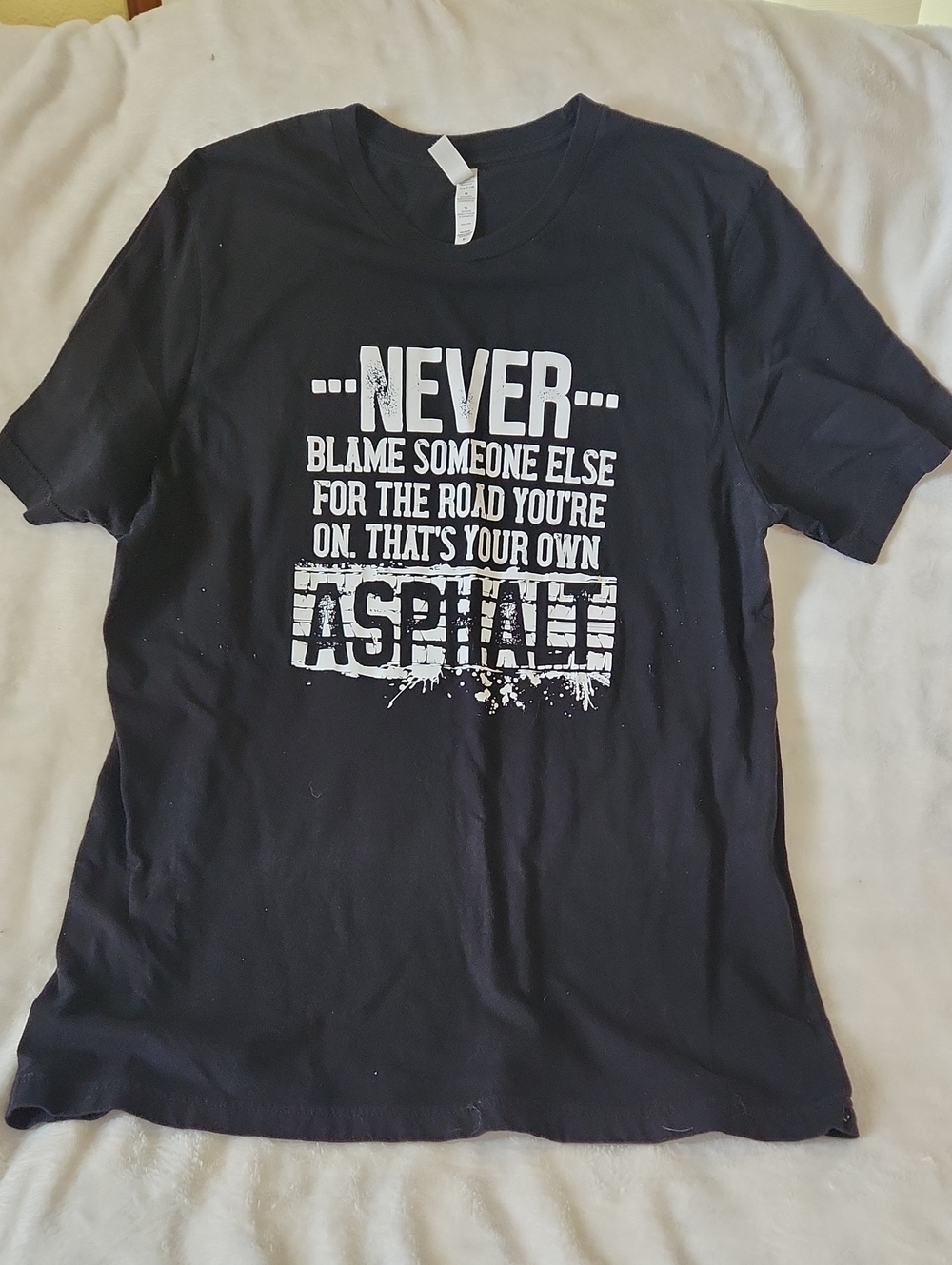Bella Canvas Black Short-Sleeve Graphic Tee with White 'Never' Asphalt Print